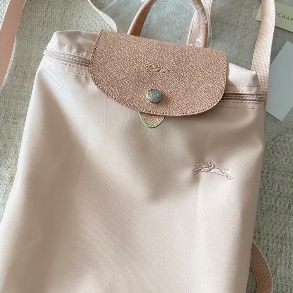 Longchamp Le Pliage Green Recycled Canvas Backpack ~NIP~ Flower - Picture 12 of 16